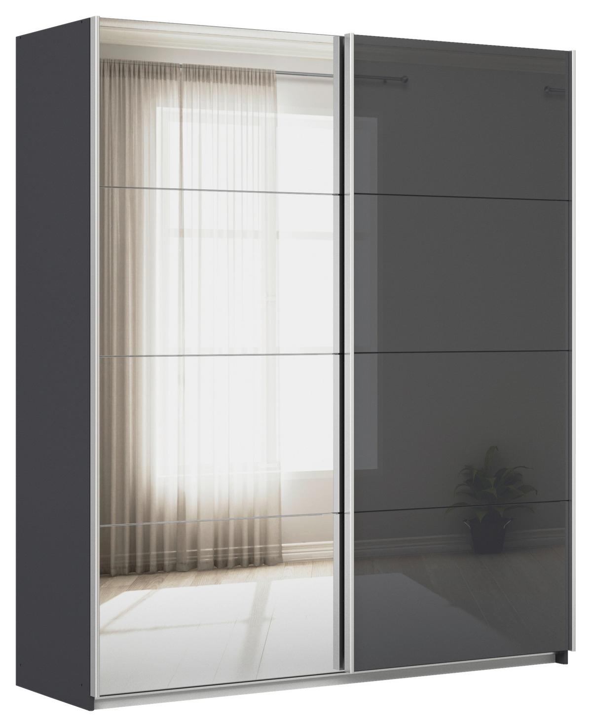 DULAP USI CULISANTE FELDKIRCH - argintiu/antracit, Modern, sticlă/material pe bază de lemn (181/210/62cm)