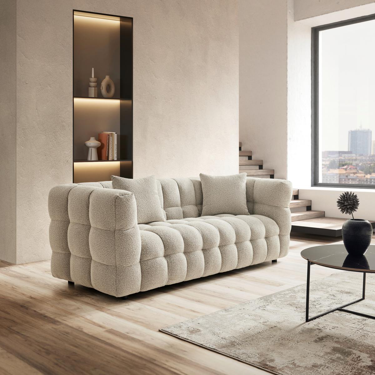 Sofa Ena Grau Webstoff - Schwarz/Grau, MODERN, Holz/Textil (210/75/96cm) - Bessagi Home