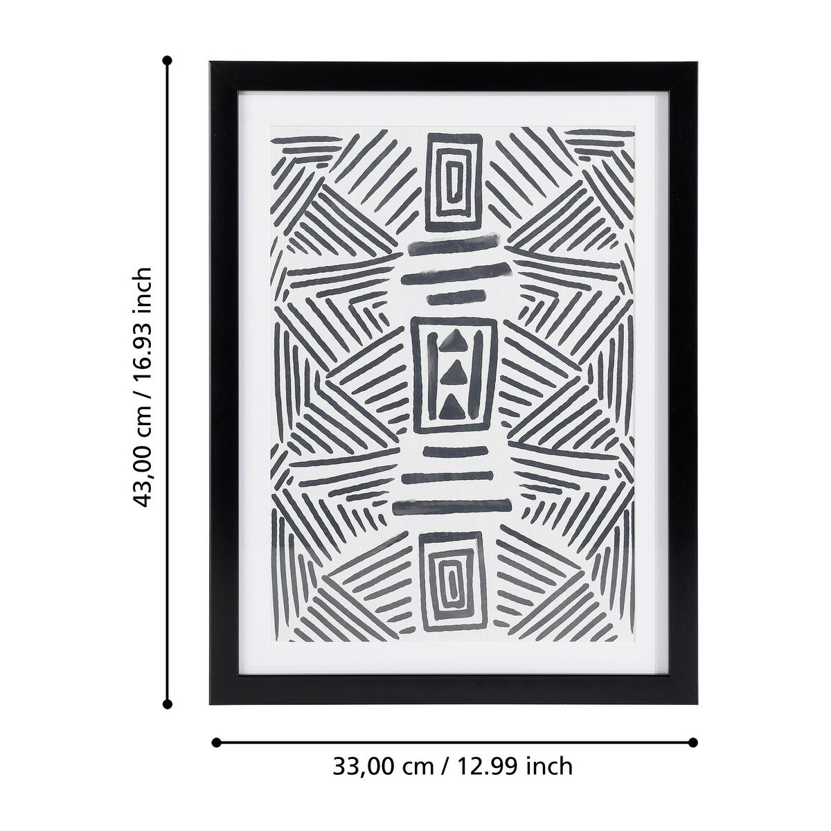 Druckgrafik Roberval Schwarz/Weiß ca. 33x45cm - Schwarz/Weiß, Trend, Glas/Papier (33/1,6/45cm) - Eglo