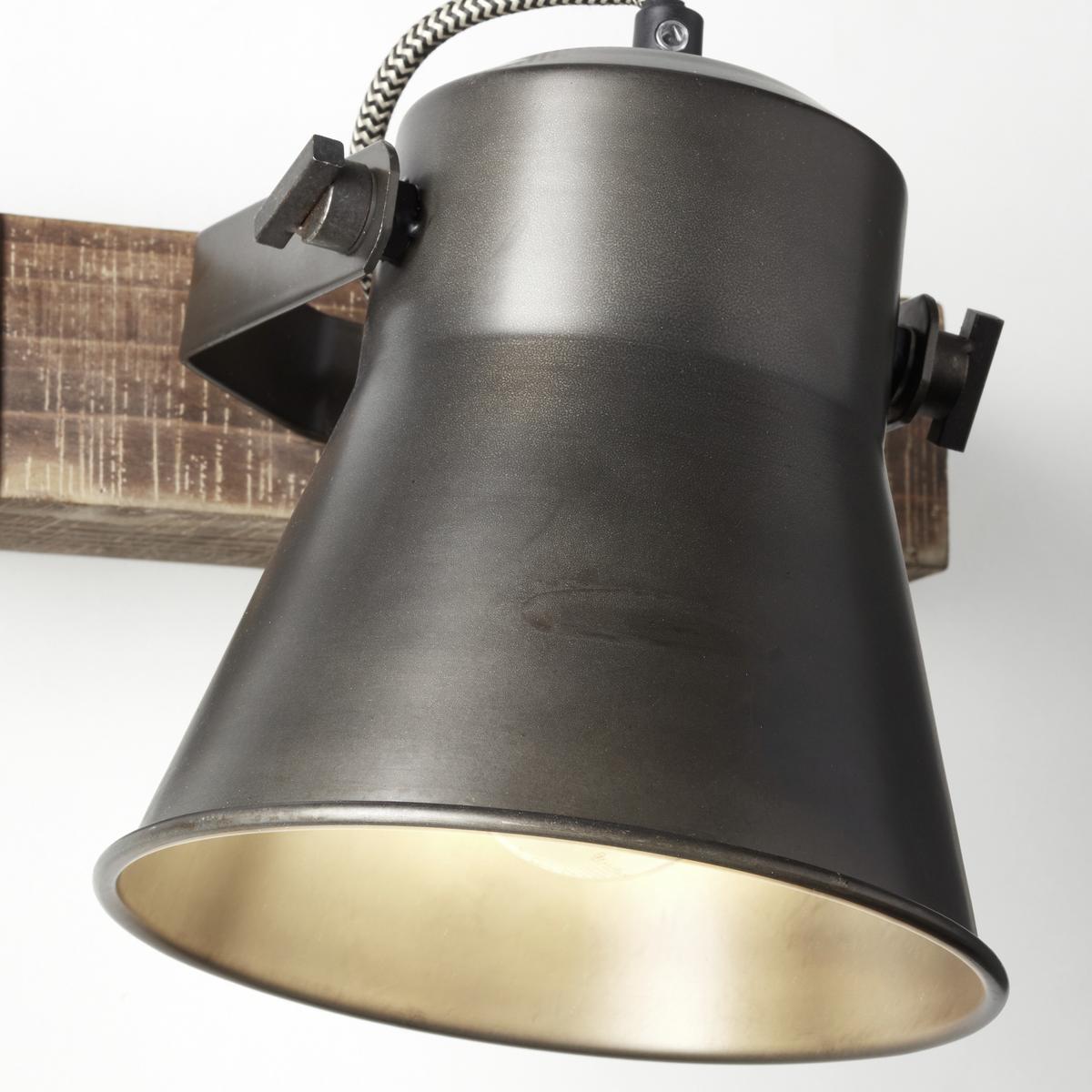 Wandleuchte  Plow in Schwarz max. 10 Watt - Schwarz, Design, Holz/Metall (24/25cm) - Brilliant