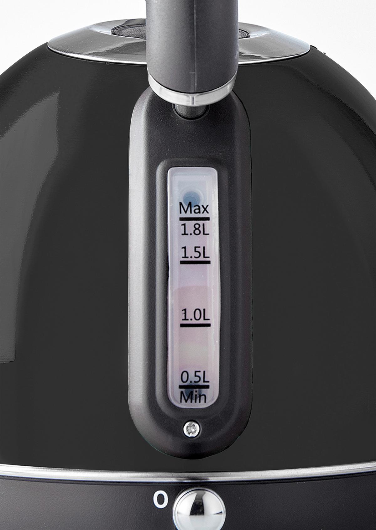 Wasserkocher Retro aus Edelstahl in Schwarz - Edelstahlfarben/Schwarz, KONVENTIONELL, Metall (24,1/26,7cm) - Insido