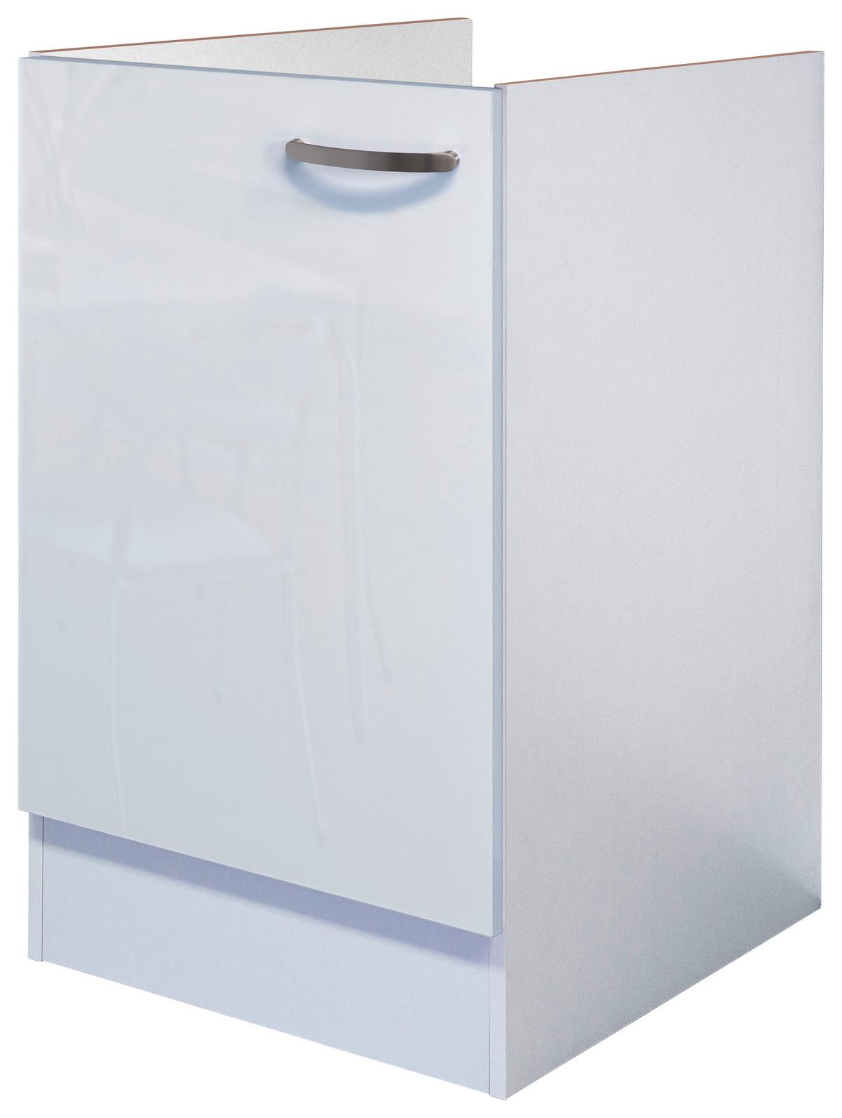 Spülerunterschrank Alba Weiß - Edelstahlfarben/Weiß Hochglanz, MODERN, Holzwerkstoff/Metall (50/82/57cm) - FlexWell