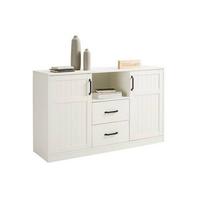 Sideboard Madita in Weiss vollmassiv - Weiss/Schwarz, Romantik / Landhaus, Holz/Holzwerkstoff (148/91/46cm) - Mömax