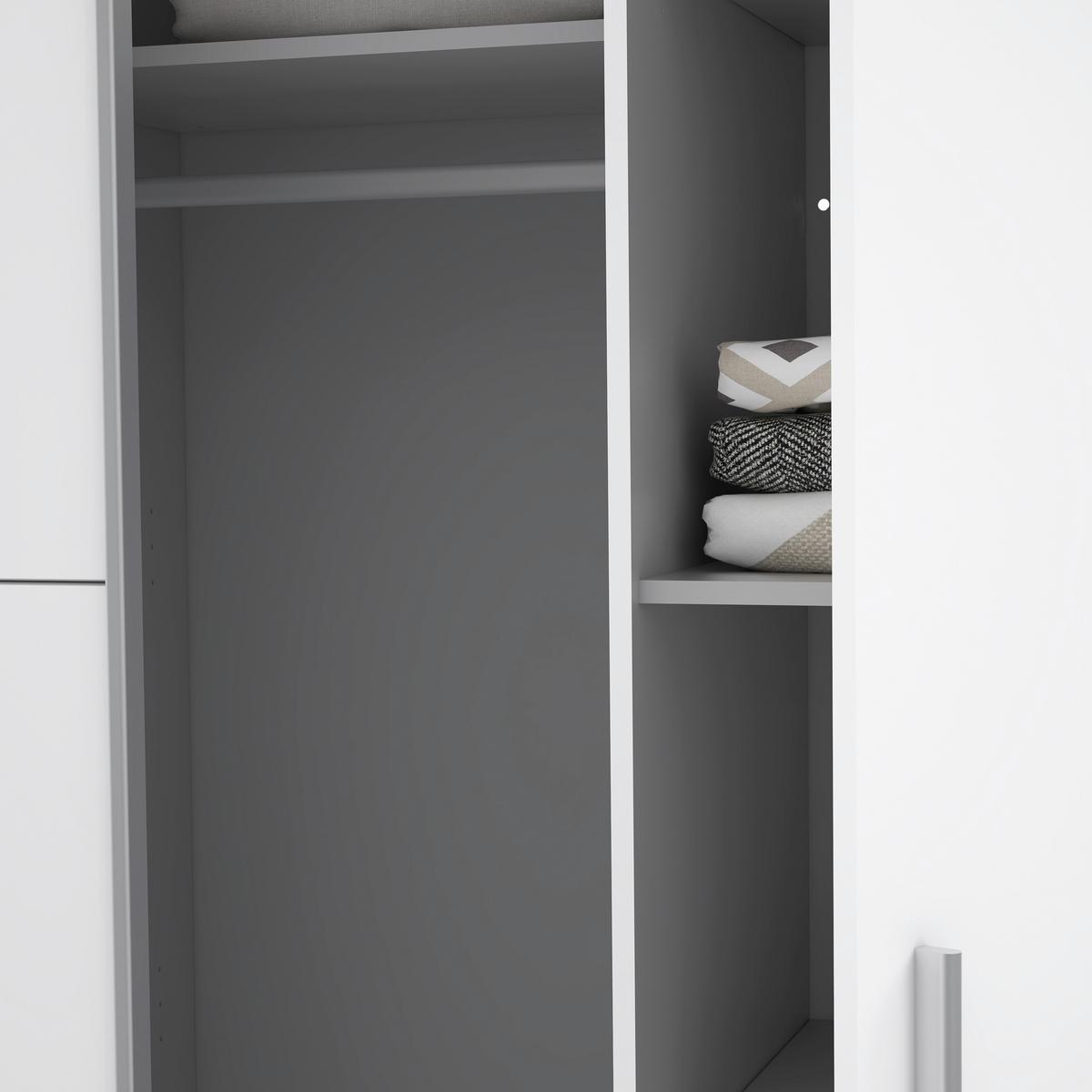 SZAFA NA UBRANIA NARAGO - biały/kolor aluminiowy, Basics, materiał drewnopochodny/tworzywo sztuczne (200/210/61,2cm) - MID.YOU