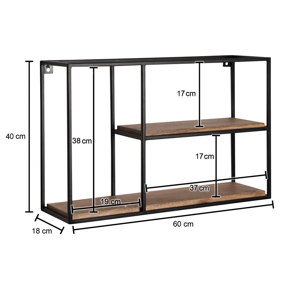 Etajeră De Perete Wl6.748 - negru, Design, metal (60/40/18cm) - MID.YOU
