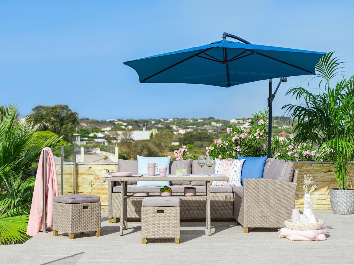 Gartenlounge Liow 2 In Beige - Beige/Braun, Glas/Kunststoff (235/175cm) - Mömax