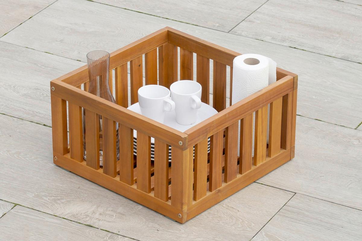 Gartenset Brasilia Echtholz - Grau/Akaziefarben, KONVENTIONELL, Holz/Textil - Gardenson