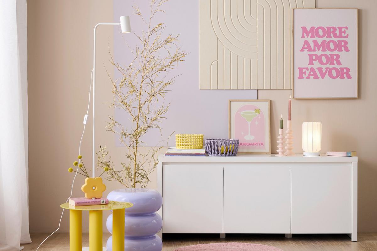 Nizka Omarica Larios B, Bela - črna/bela, Moderno, umetna masa/leseni material (143/61/40cm) - Mömax