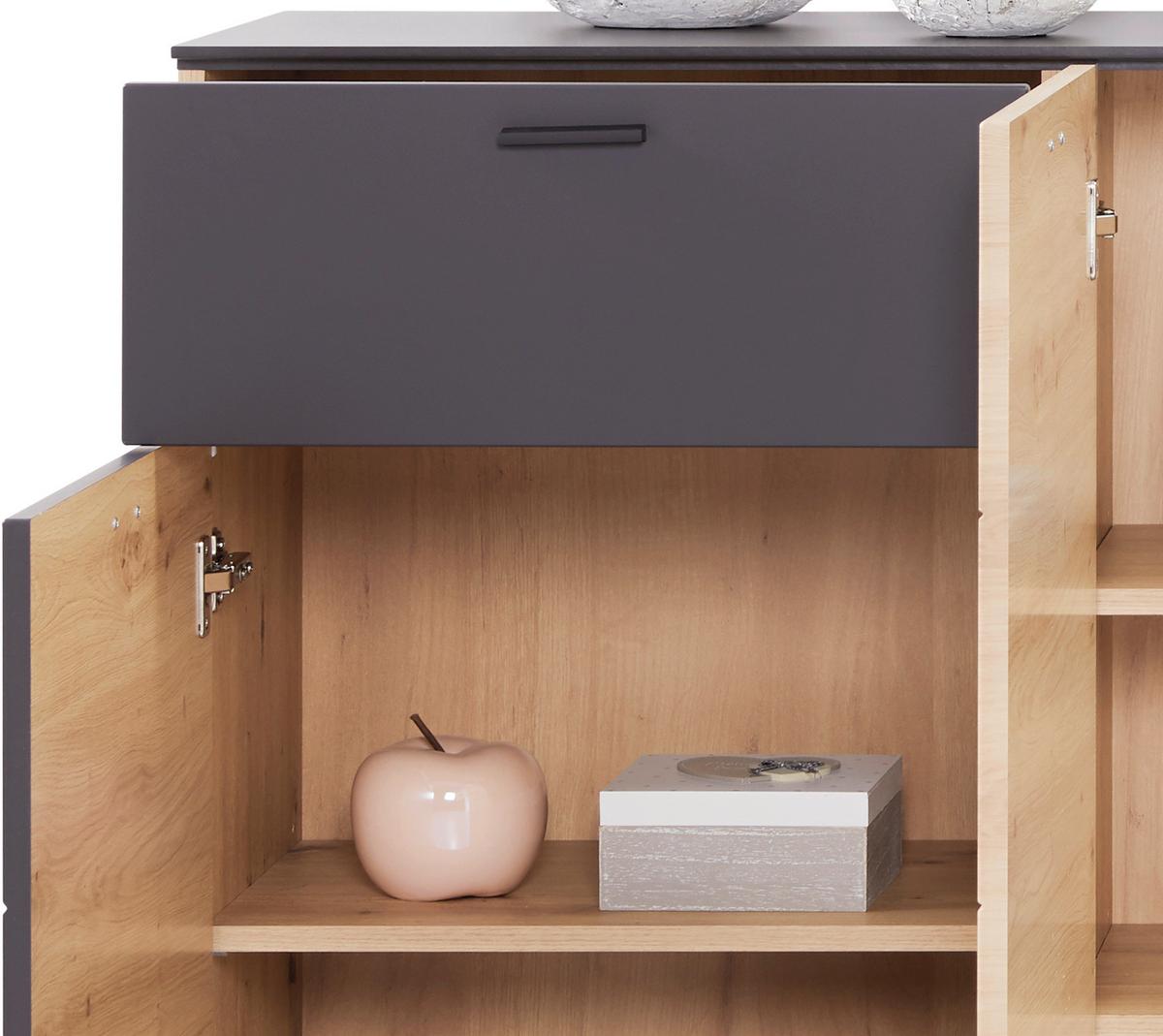 Komoda Tonale - siva/boje hrasta, Moderno, drvni materijal/plastika (159,7/97,8/40cm) - Modern Living