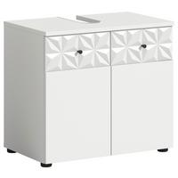 Waschbeckenunterschrank Prisma ca. 60x54x37 cm Weiß - Schwarz/Weiß, MODERN, Holzwerkstoff/Kunststoff (60/54/37cm) - MID.YOU