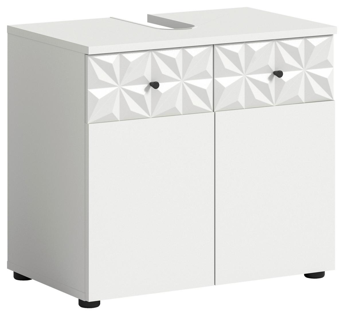 Waschbeckenunterschrank Prisma ca. 60x54x37 cm Weiß - Schwarz/Weiß, MODERN, Holzwerkstoff/Kunststoff (60/54/37cm) - MID.YOU