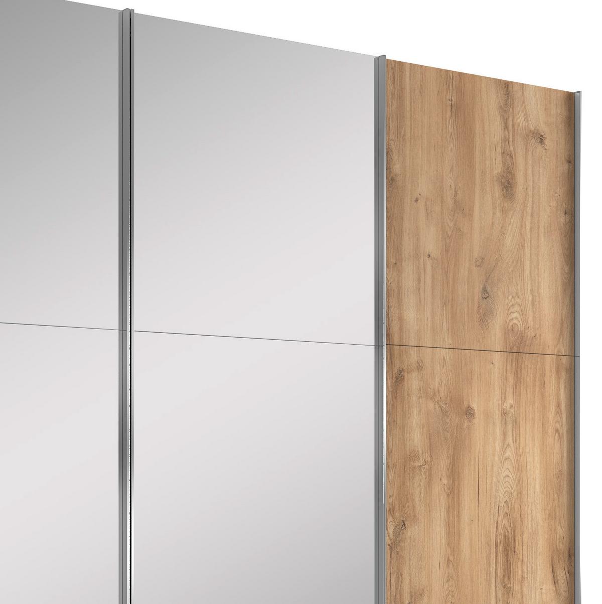 Ormar S Kliznim Vratima Level 36a - boje hrasta/boje kroma, Moderno, staklo/drvni materijal (300/216/65cm) - Modern Living