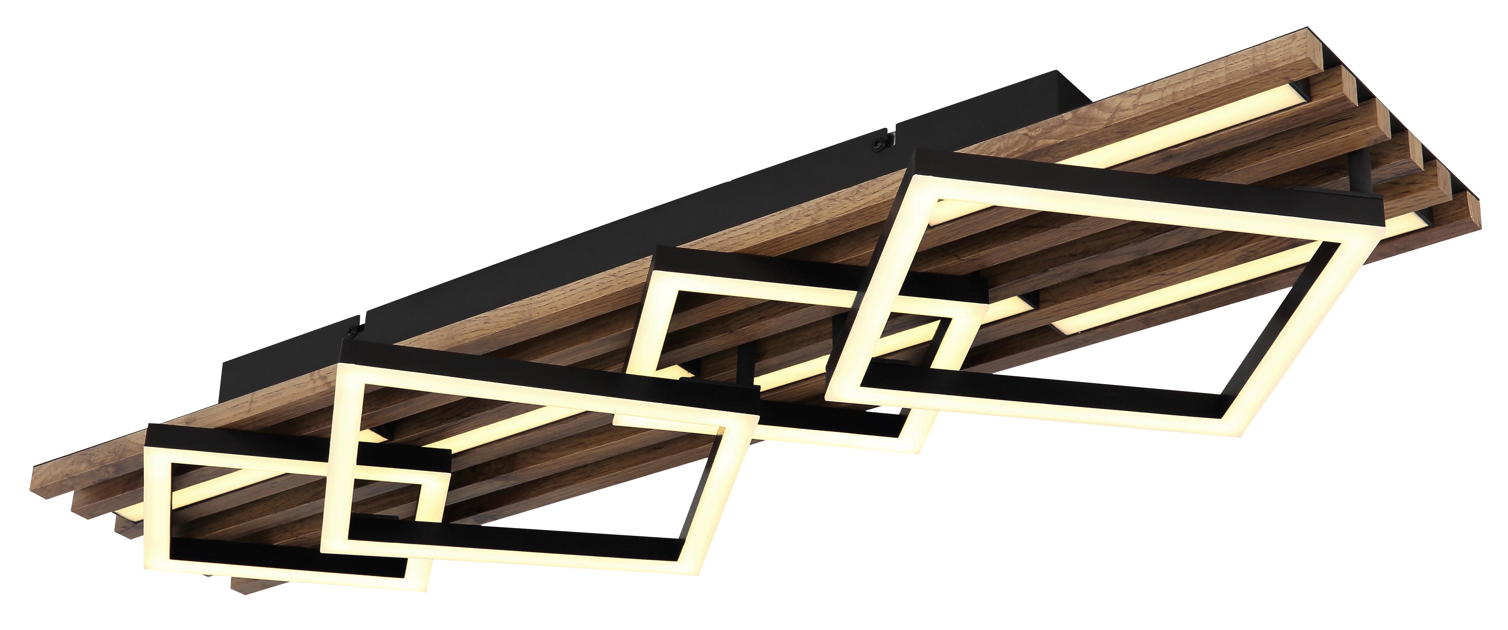 LED-DECKENLEUCHTE 67344D3 OBRIEN - Weiss/Dunkelbraun, Natur, Holzwerkstoff/Kunststoff (82/31/9,5cm) - Globo