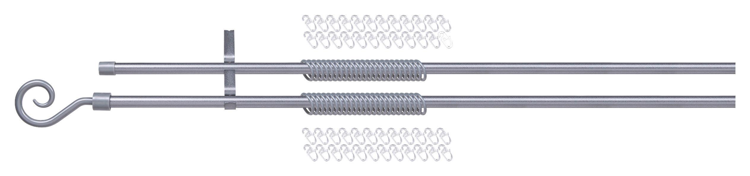 Set galerie perdea BLACK NIGHT DOPPELLAUF - argintiu, plastic (130-240cm) - Modern Living