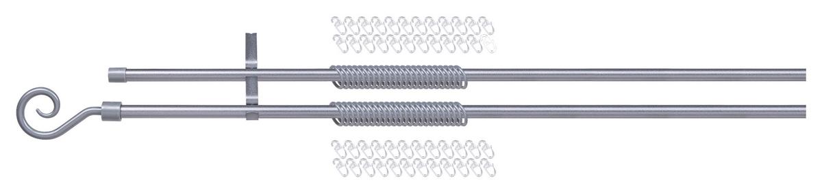 Set galerie perdea BLACK NIGHT DOPPELLAUF - argintiu, plastic (130-240cm) - Modern Living