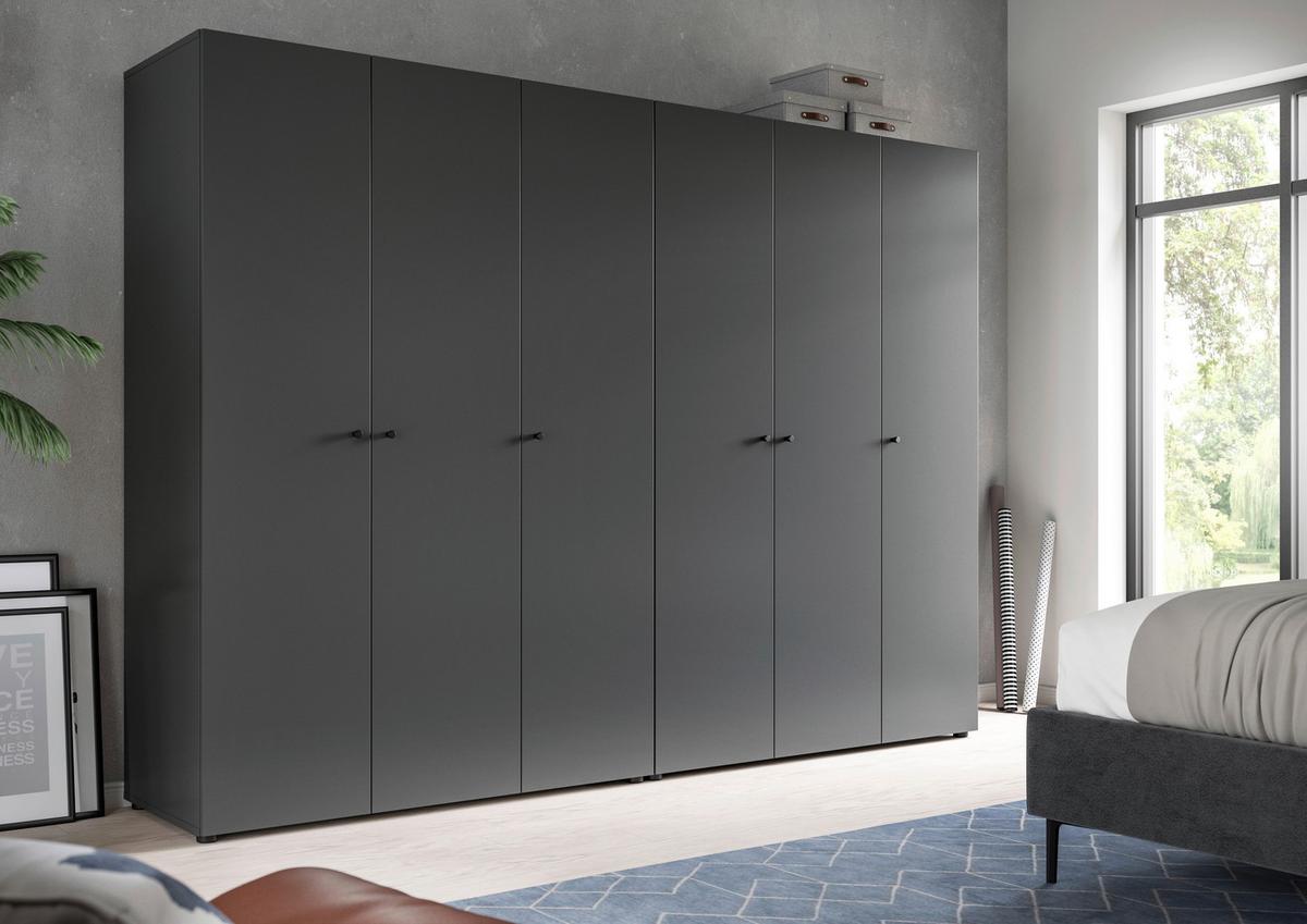 Drehtürenschrank DARWIN ca.240x176x51cm Anthrazit - Anthrazit/Schwarz, MODERN, Holzwerkstoff/Kunststoff (240/176cm) - MID.YOU