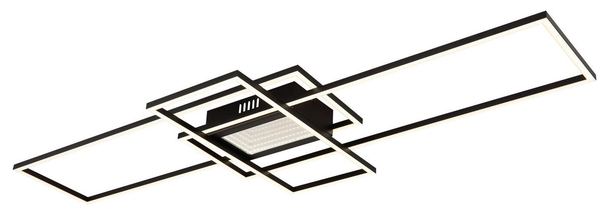 LED-DECKENLEUCHTE 48468-60 - Opal/Schwarz, Design, Kunststoff/Metall (110,8/42/6,8cm) - Globo