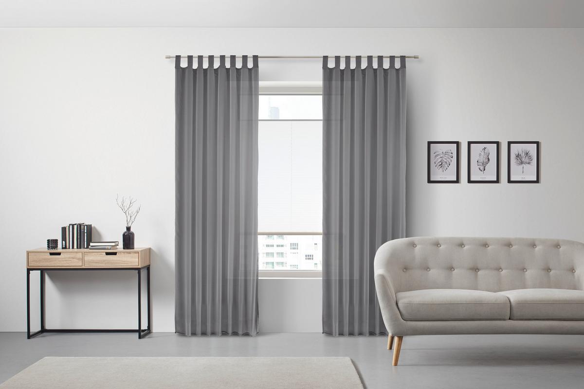 Schlaufenvorhang Hanna in Anthrazit, 2 Stk. - Anthrazit, Textil (140/245cm) - Based