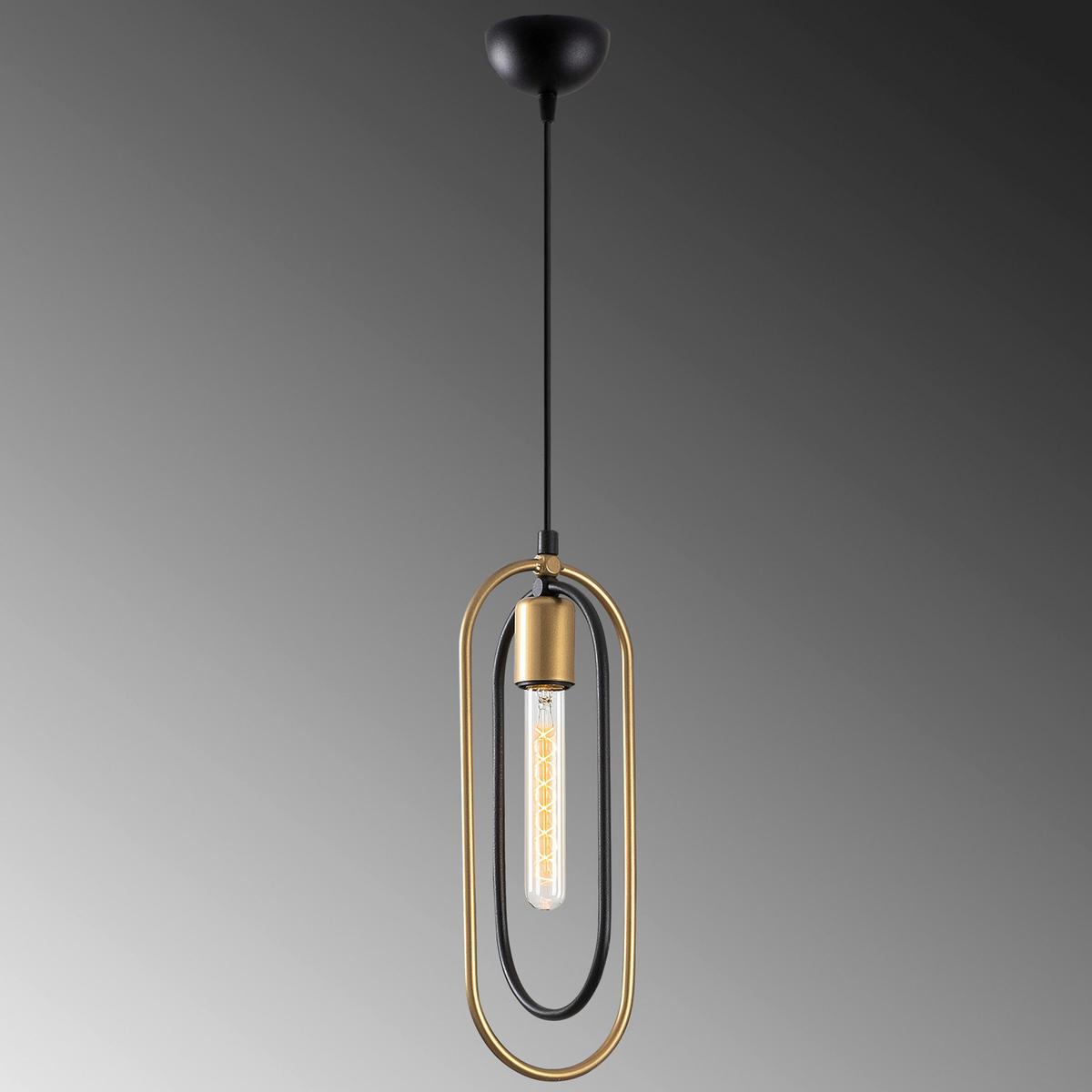 LAMPA WISZĄCA CERCO - 2011 - czarny/kolor złoty, Design, metal (32/132cm) - P & B