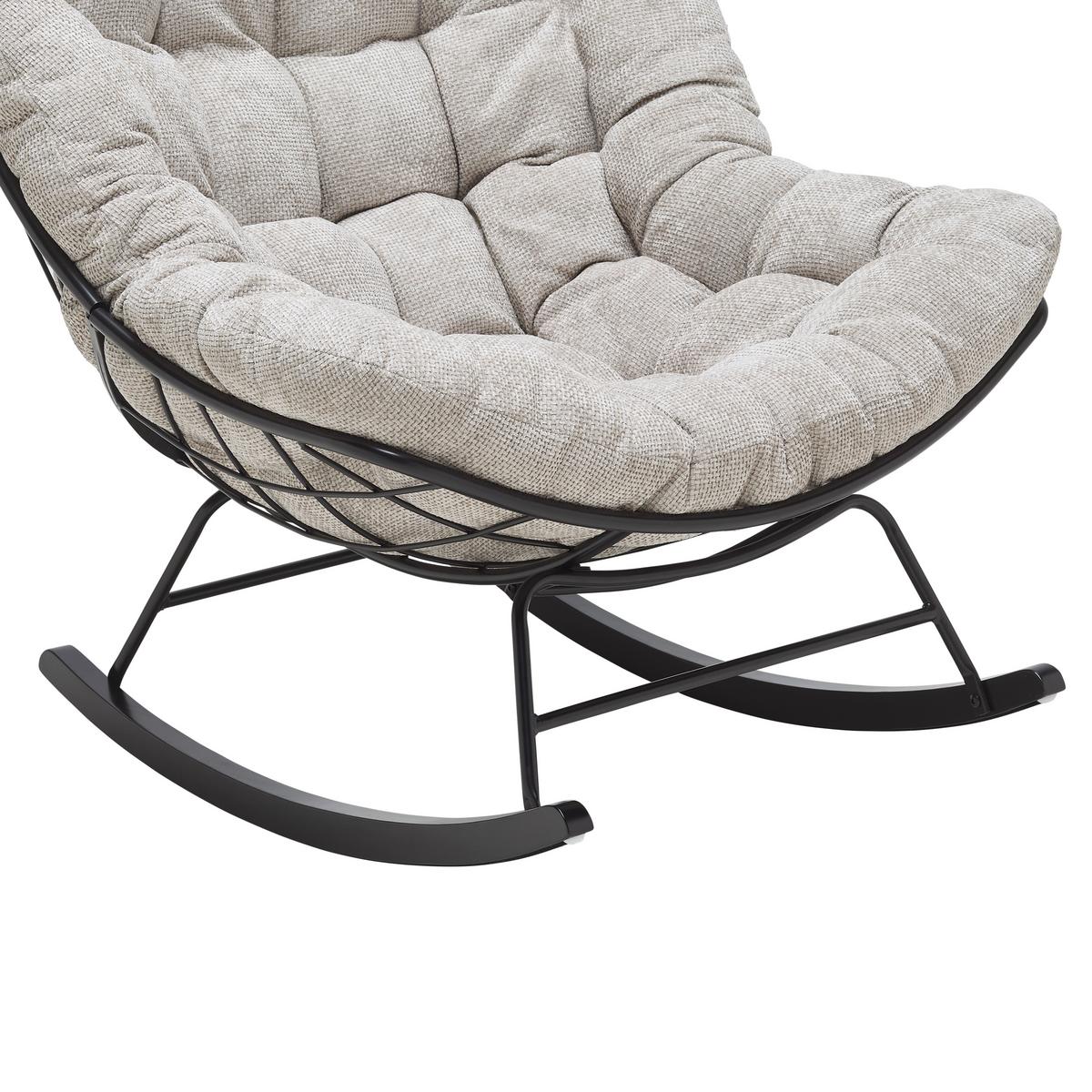 Schaukelstuhl Cloud Creme/Schwarz ca. 96x88x103cm - Creme/Schwarz, MODERN, Holz/Textil (96/88/103cm) - Mömax