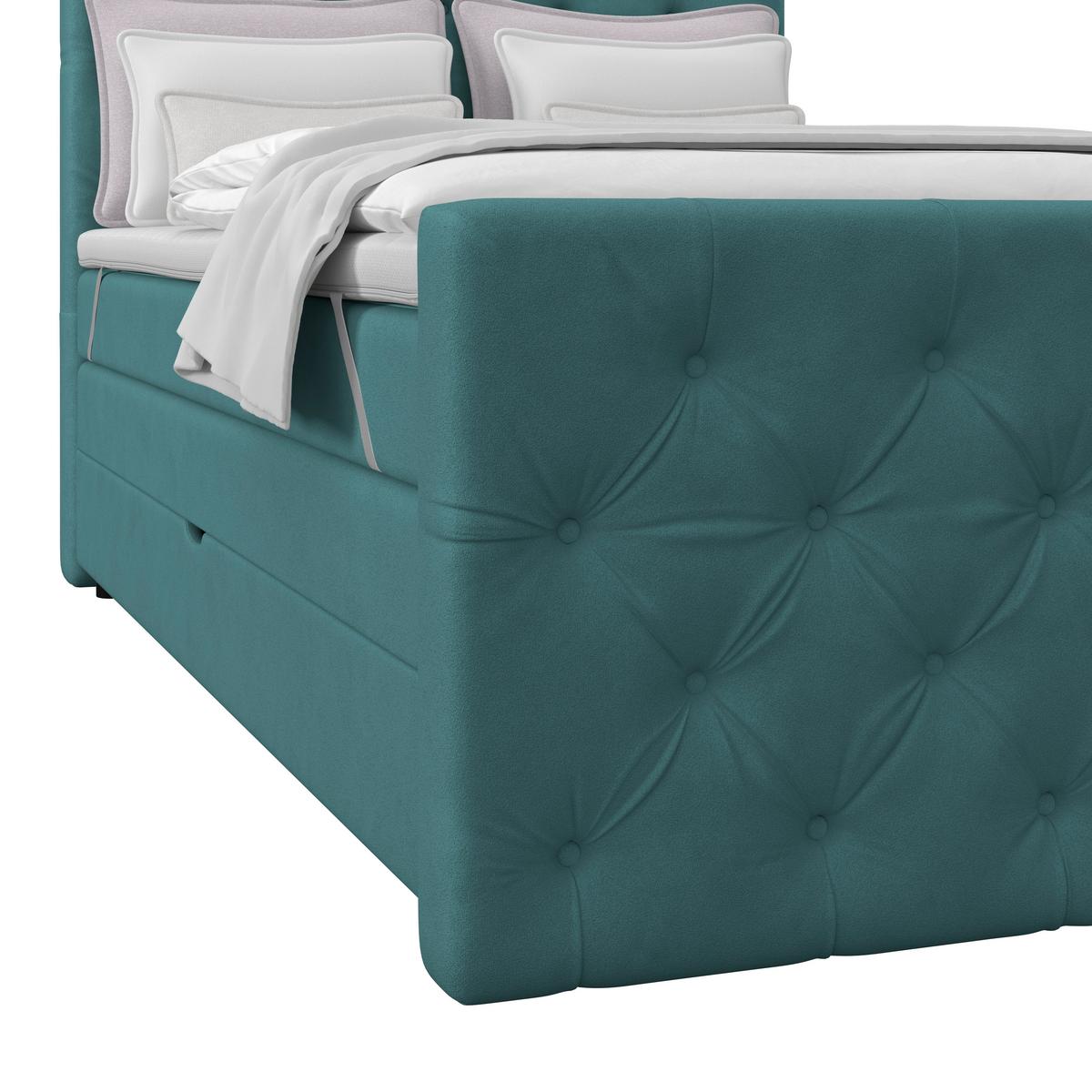 Boxspring Krevet Elio - bež/boje petroleja, Romantično / ladanjski, tekstil/plastika (140/200cm) - Modern Living