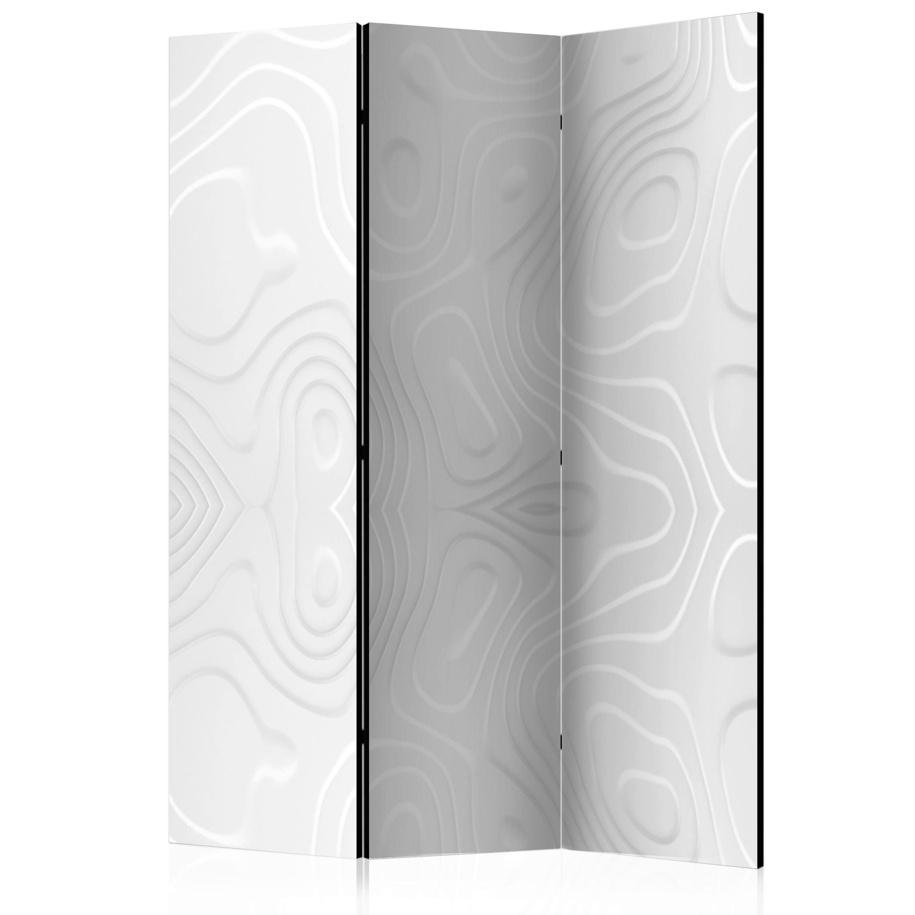 Paravan White Waves, 3-Delni, Enostranski - bela, Basics, tekstil/les (135/172/3cm) - artgeist