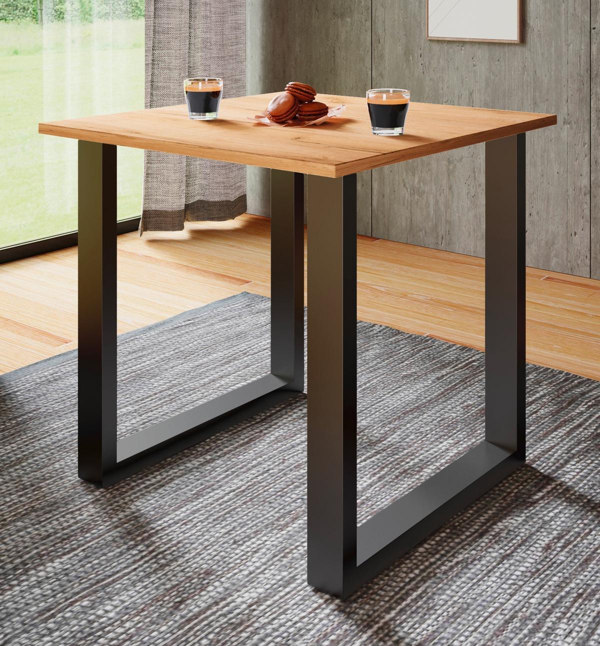 SCHREIBTISCH LONA - Honigeiche/Silberfarben, Design, Holzwerkstoff/Metall (80/76/50cm) - MID.YOU