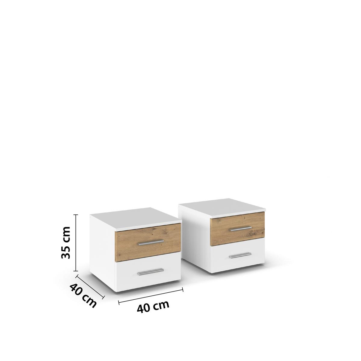 Set Noćnih Ormarića Foster - bijela/hrast Artisan, Konvencionalno, drvni materijal/plastika (40/36/40cm) - Modern Living