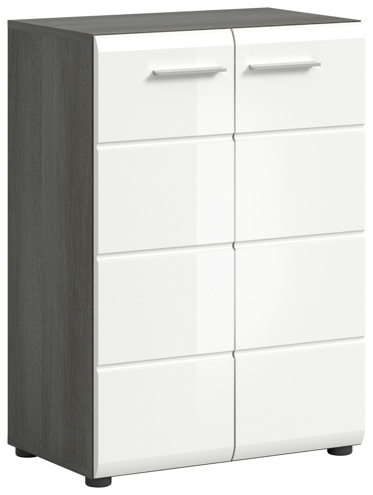 Kommode Salsa ca. 60x85x37 cm Weiß/Rauchsil. - Weiß Hochglanz/Silberfarben, Design, Holzwerkstoff/Kunststoff (60/85/37cm) - MID.YOU