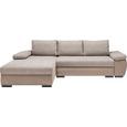 Wohnlandschaft mit Bettfunktion - Beige/Schwarz, KONVENTIONELL, Kunststoff/Textil (285/176cm) - BASED