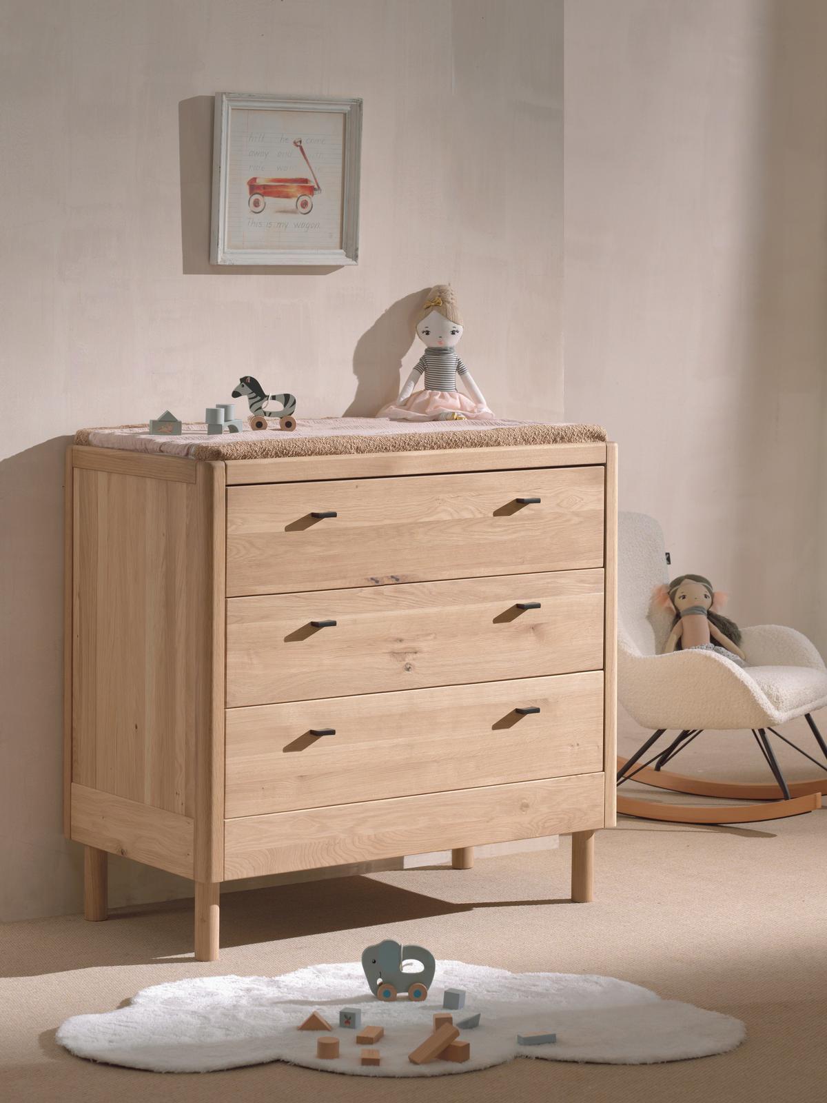 Wickelkommode Forrest Eichefarben Echtholz - Eichefarben/Schwarz, MODERN, Holz/Metall (100/95/55cm) - Vipack