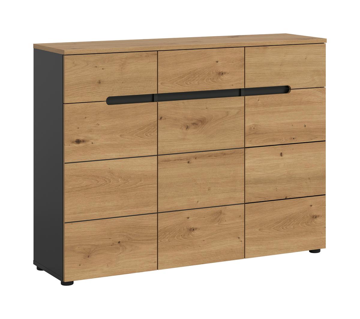 Omara Za Čevlje Canu, Siva, Barva Hrasta - črna/hrast artisan, Design, umetna masa/leseni material (120/94/37cm) - Livetastic