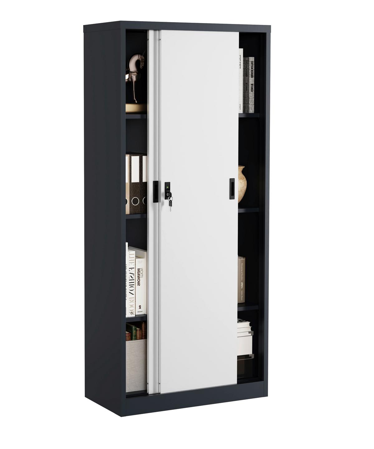 Aktenschrank Malivo - Weiss/Anthrazit, Konventionell, Metall (80/180/40cm) - MID.YOU