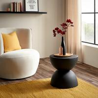 Masă auxiliară TONDO -TREND- - negru, Lifestyle, piatră (40/40/41cm) - Premium Living