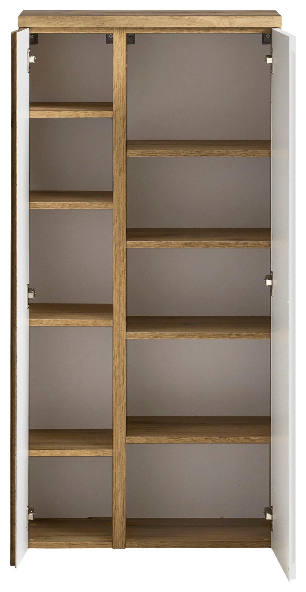 Midischrank Varese ca. 65x130 cm Weiß/Eiche - Eiche Wotan/Weiß, MODERN, Holzwerkstoff (65/130/35cm) - Held