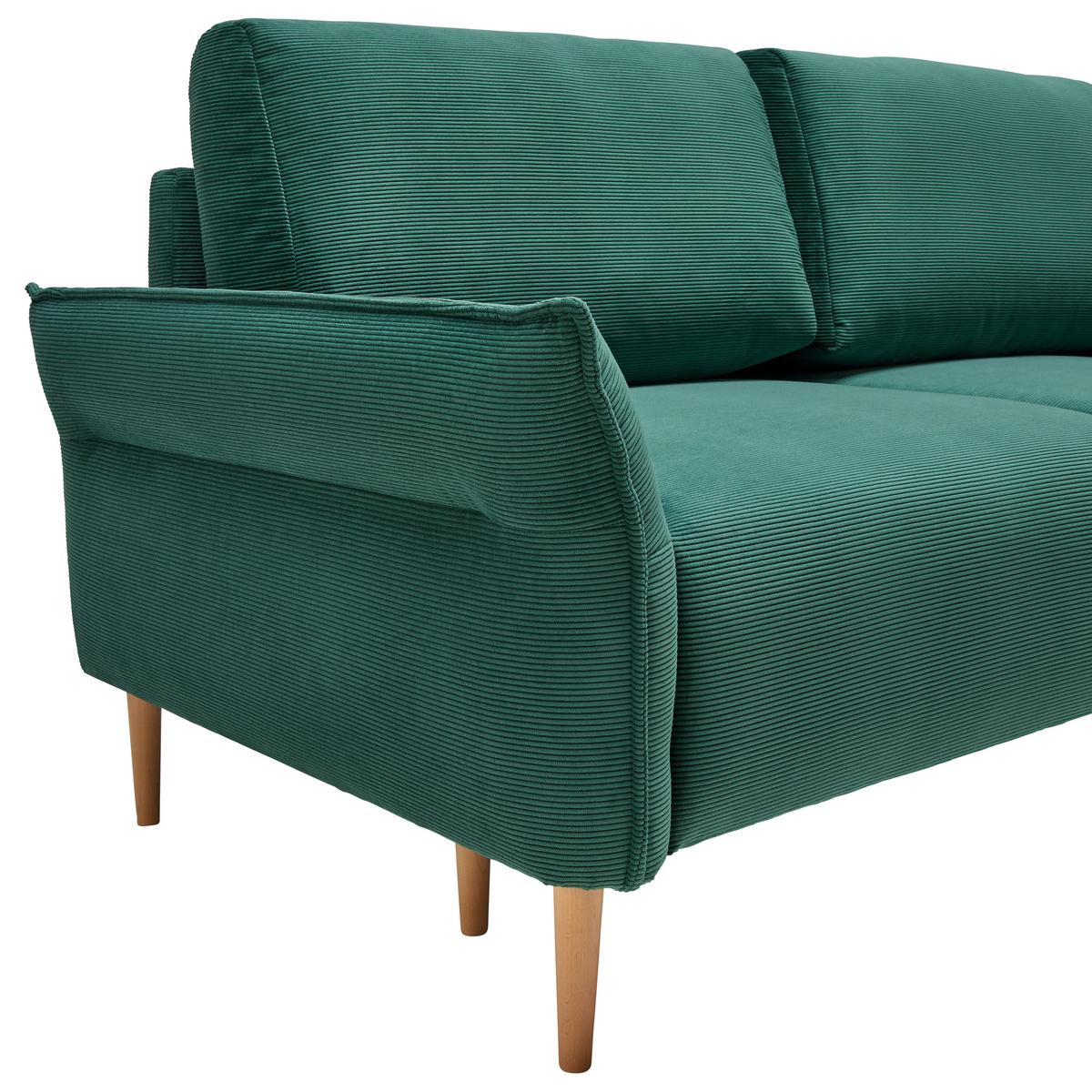 Trosjed Custom - tamno zelena/prirodne boje, Moderno, tekstil/drvo (183/85/92cm) - Mömax