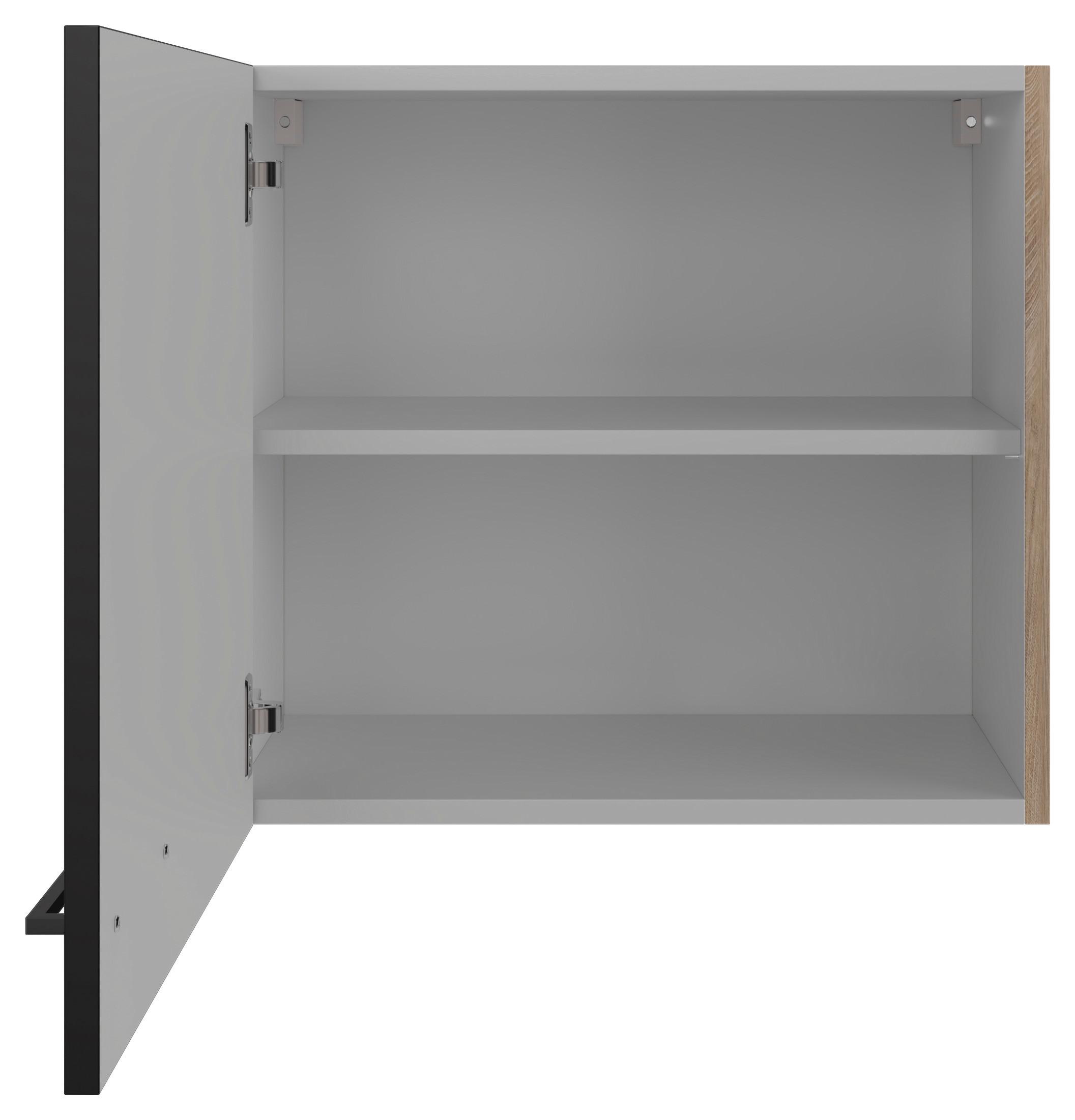 Kuhinjska Zgornja Omarica Capri, Črna, Hrast - črna/barve hrasta, Konvencionalno, kovina/leseni material (60/54,8/32cm) - FlexWell
