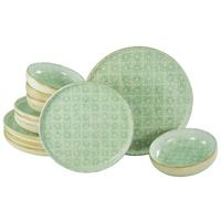 Jedilni Servis Emiliana Green, 12-Delni - krem barve/zelena, Basics, keramika - Creatable