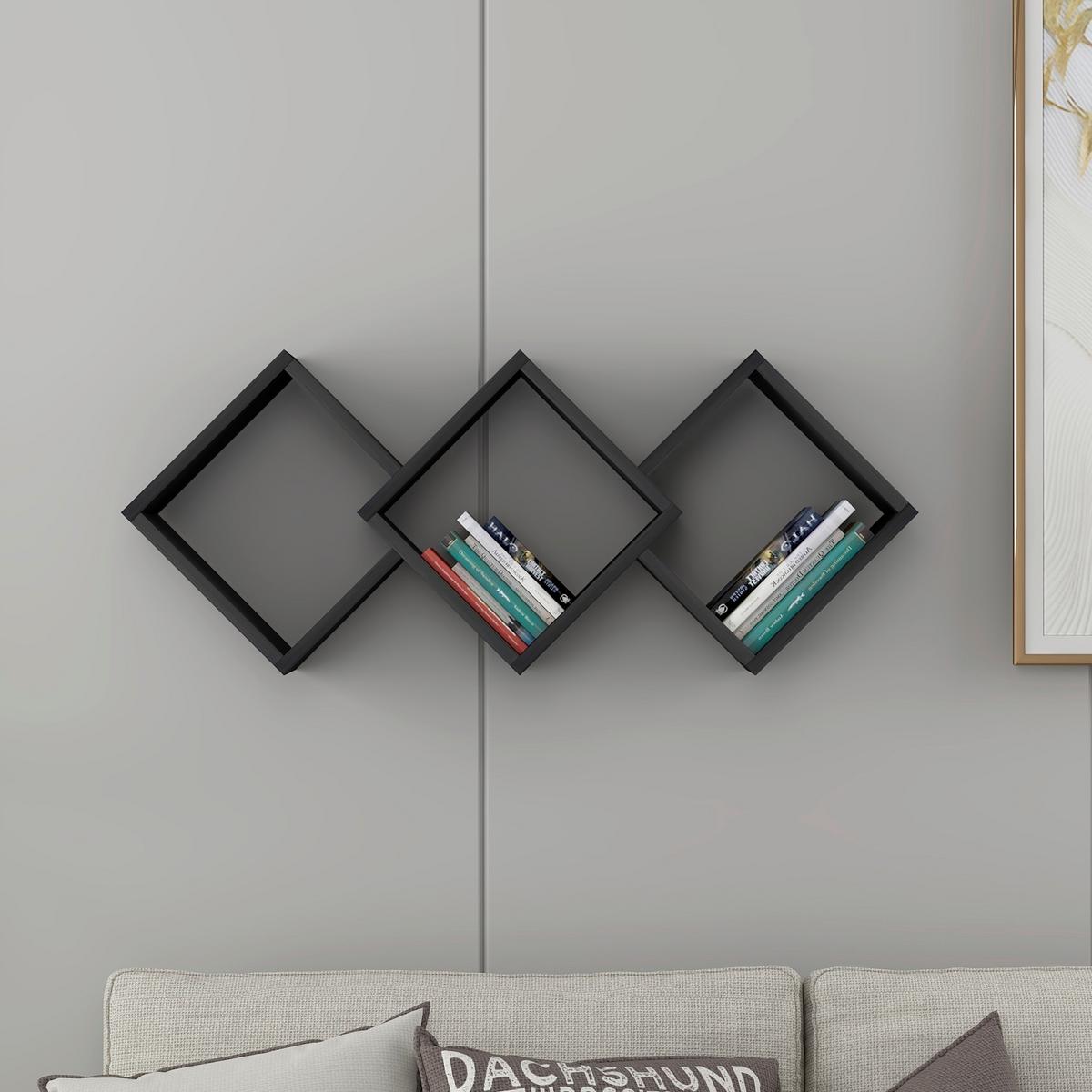 WANDREGAL GALAXY WANDREGAL - Schwarz, Design, Holzwerkstoff (102/42/20cm) - Livetastic