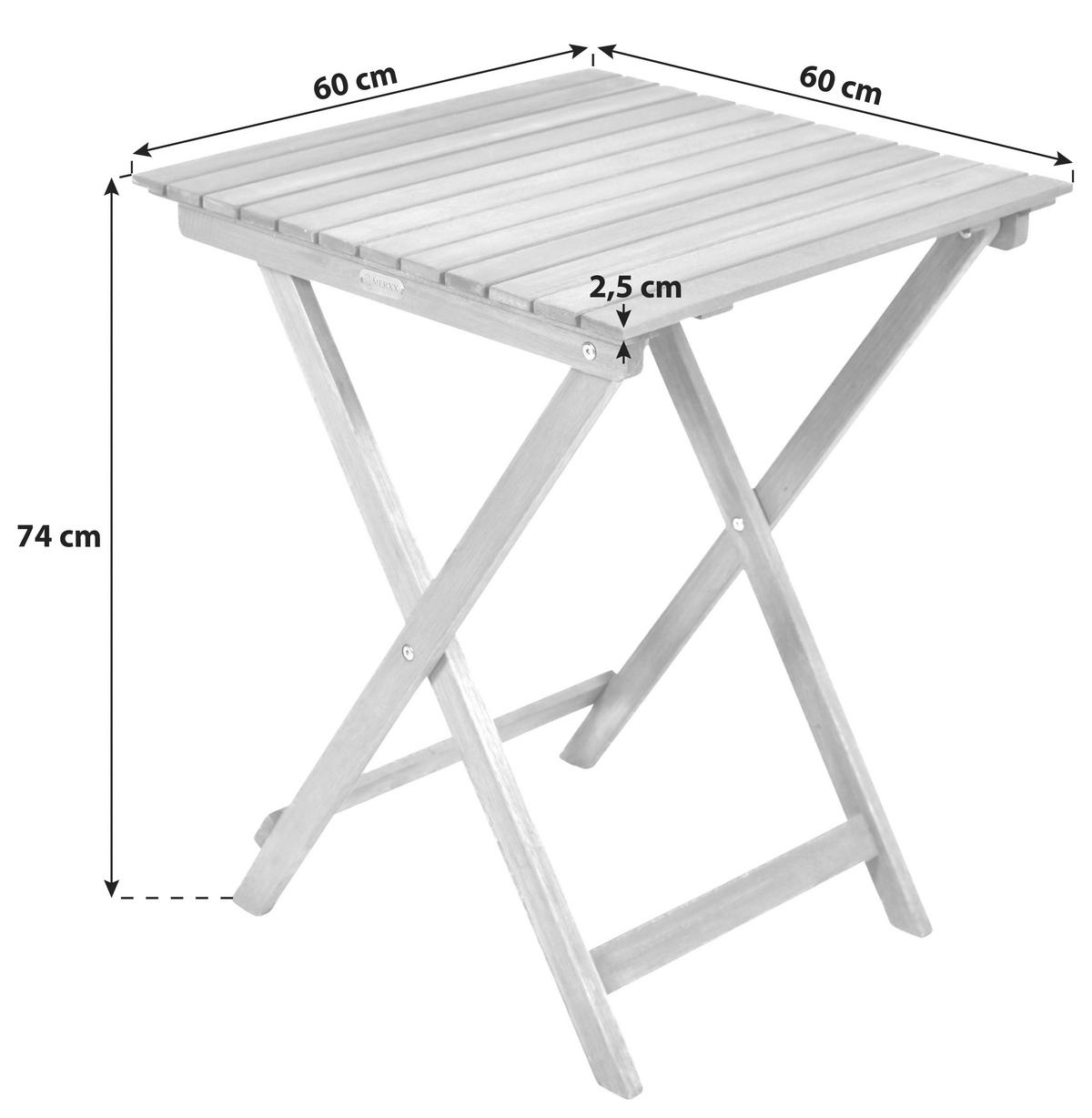 Vrtna Zložljiva Miza Porto, 60x74x60cm, Masivno - naravne barve, Konvencionalno, les (60/74/60cm) - Gardenson