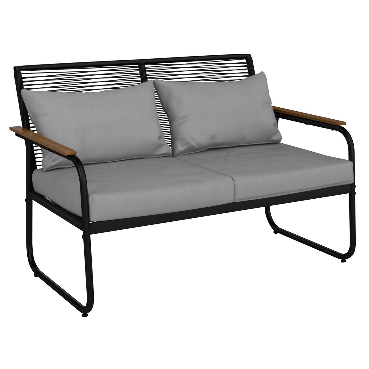 Lounge Garnitura Elly, Siva, Naravna, Črna, 4-Delno - siva/črna, Moderno, kovina/umetna masa (116/77/71cm) - Bessagi Garden