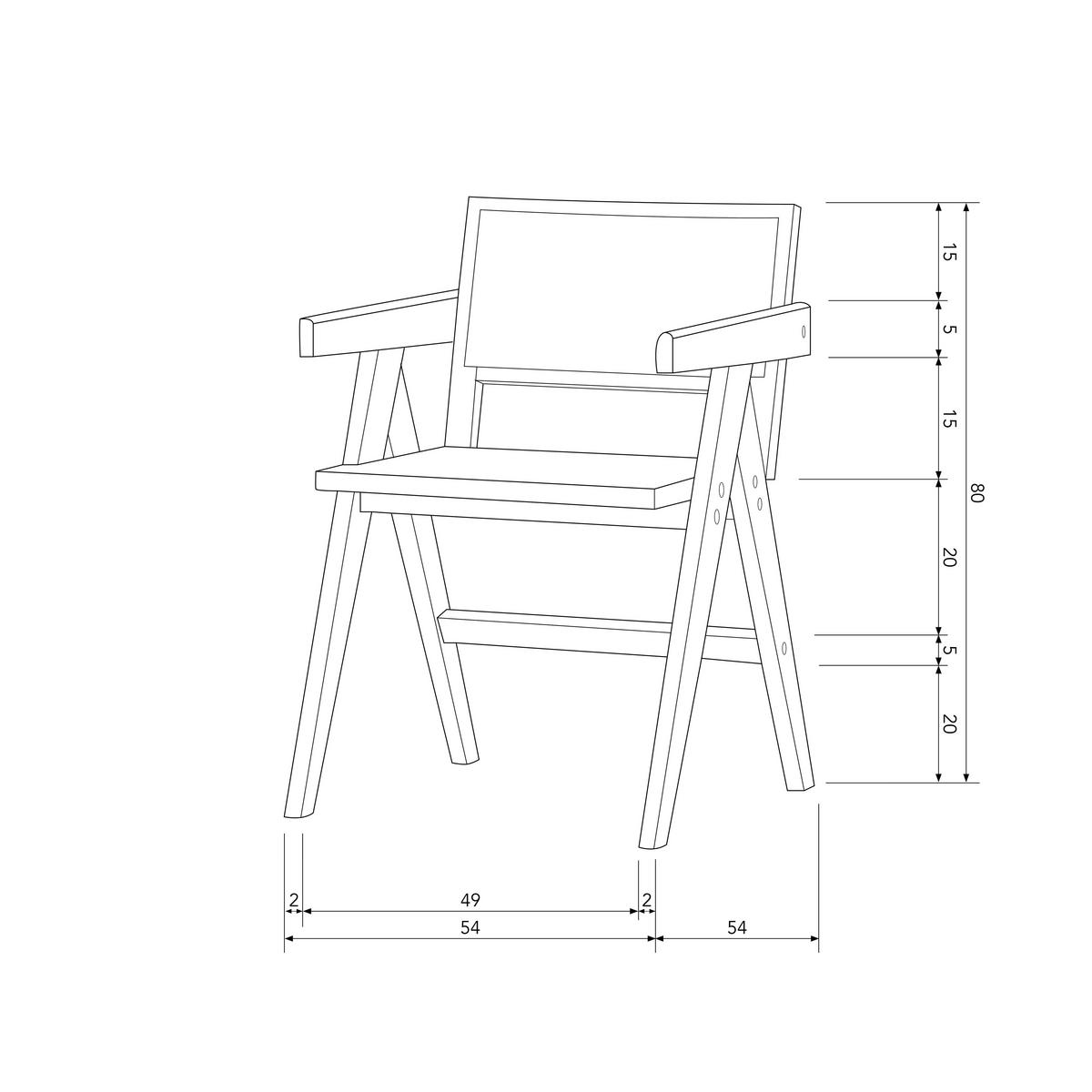 Armlehnstuhl Gunn Schwarz B: 54 cm - Schwarz/Naturfarben, Design, Holz (54/80/54cm) - Livetastic