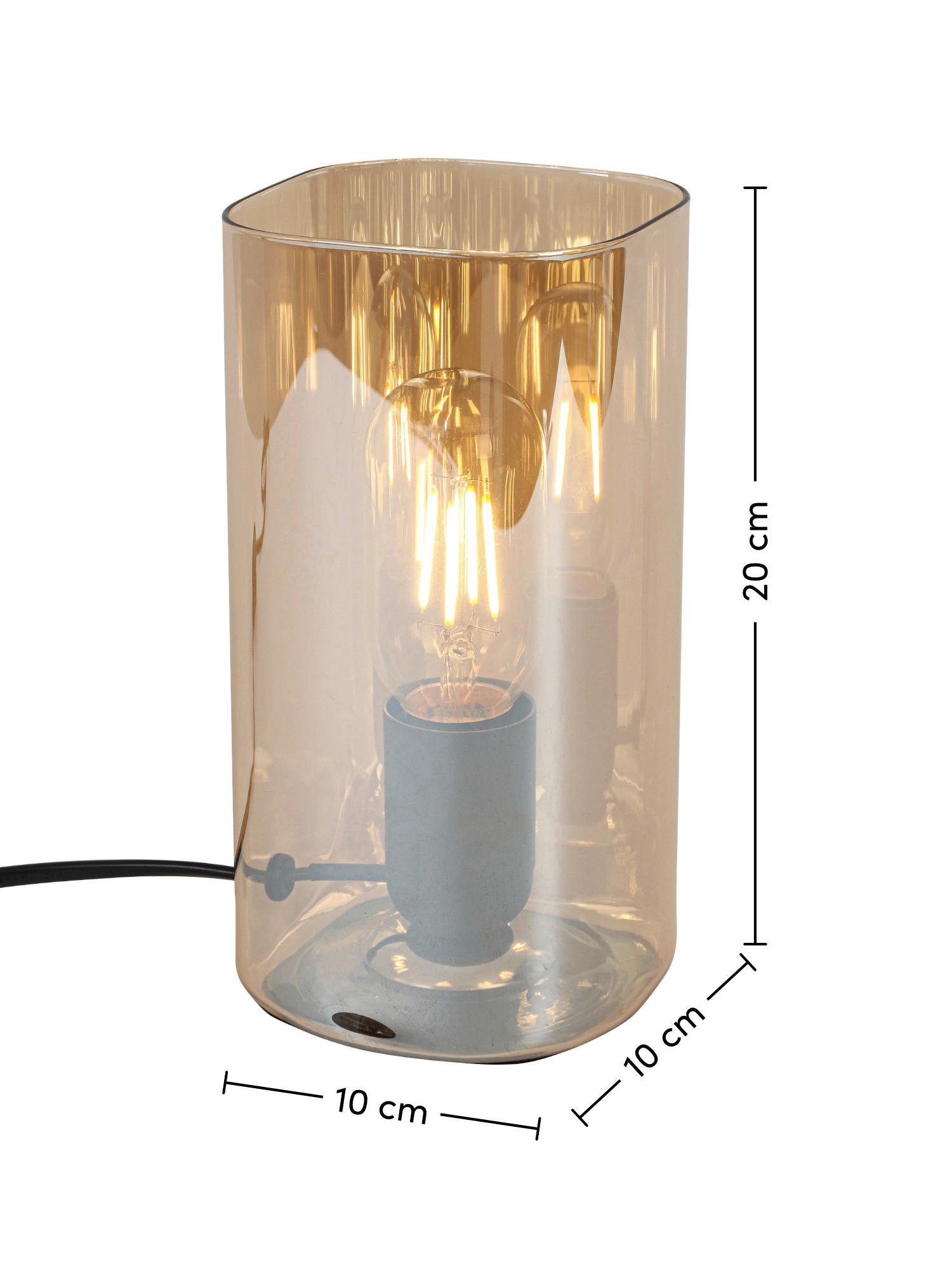 Tischleuchte Amber Schwarz/Bernstein max. 40 Watt - Bernsteinfarben/Schwarz, Modern, Glas/Kunststoff (10/10/20cm) - Mömax