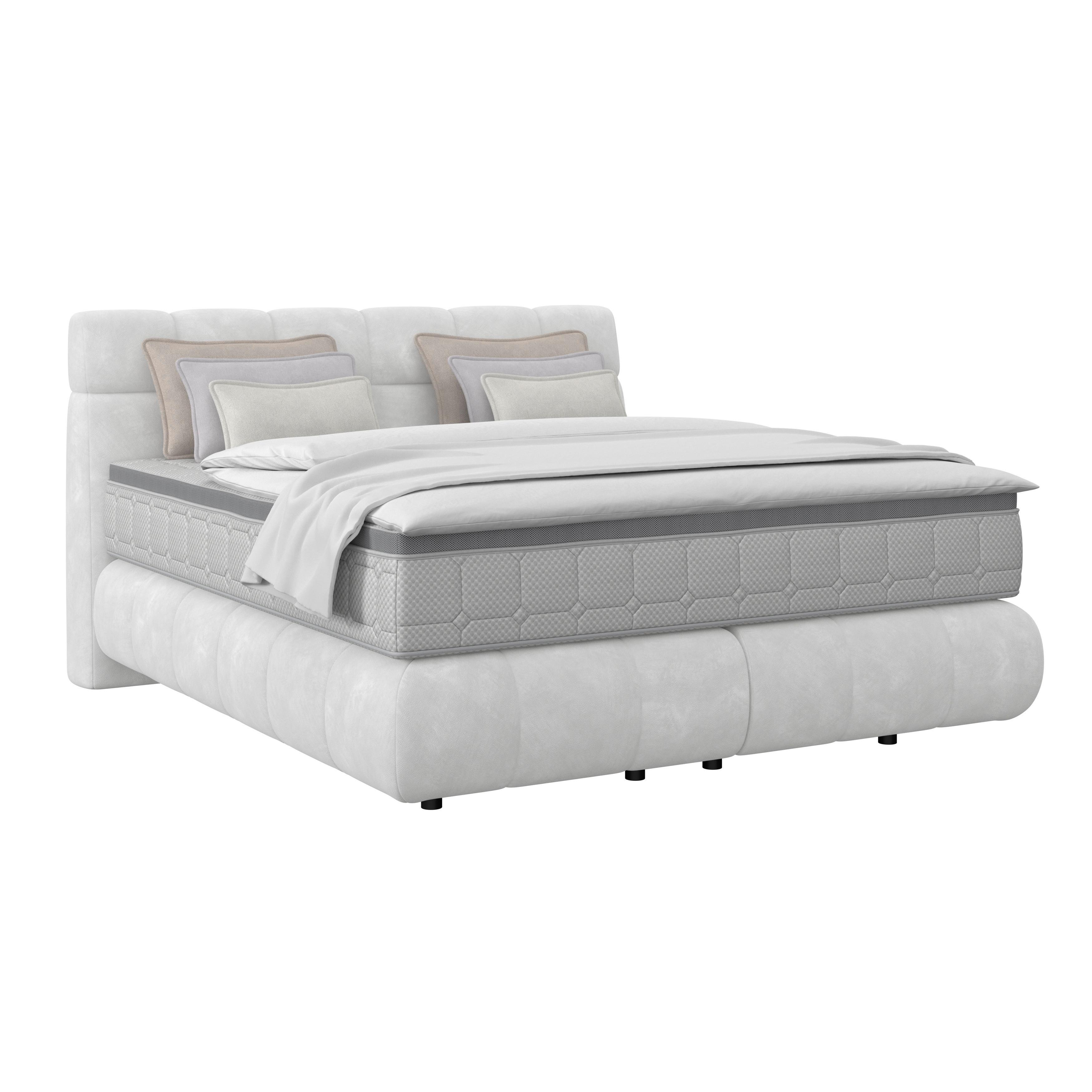 Boxspring Krevet Nobu - svijetlo siva/crna, Trend, drvo/tekstil (160/200cm) - Premium Living