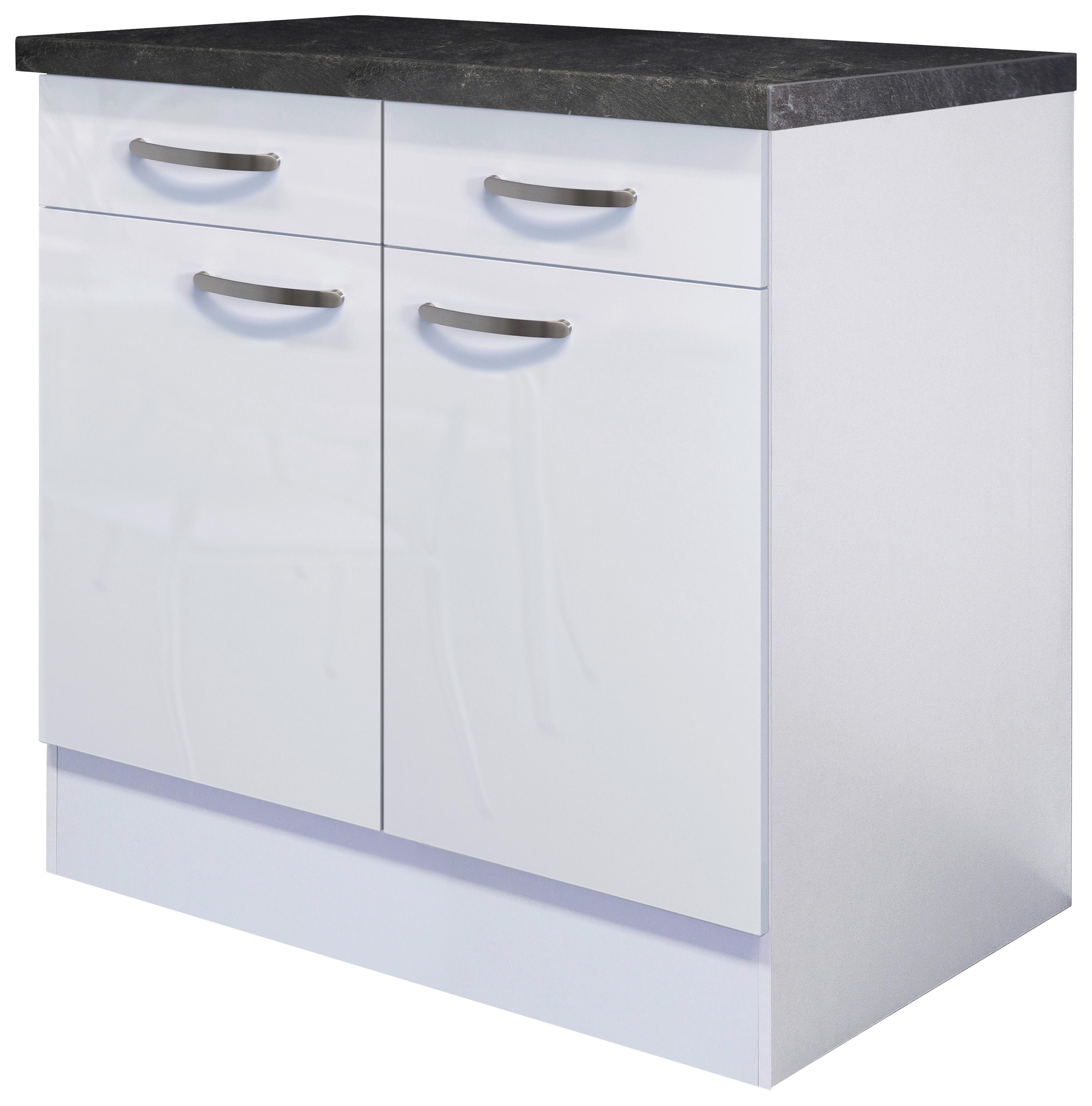 Kuhinjska Spodnja Omarica Alba, Bela, Š. 80 Cm - barve nerjavečega jekla/bela, Moderno, kovina/leseni material (80/86/60cm) - FlexWell