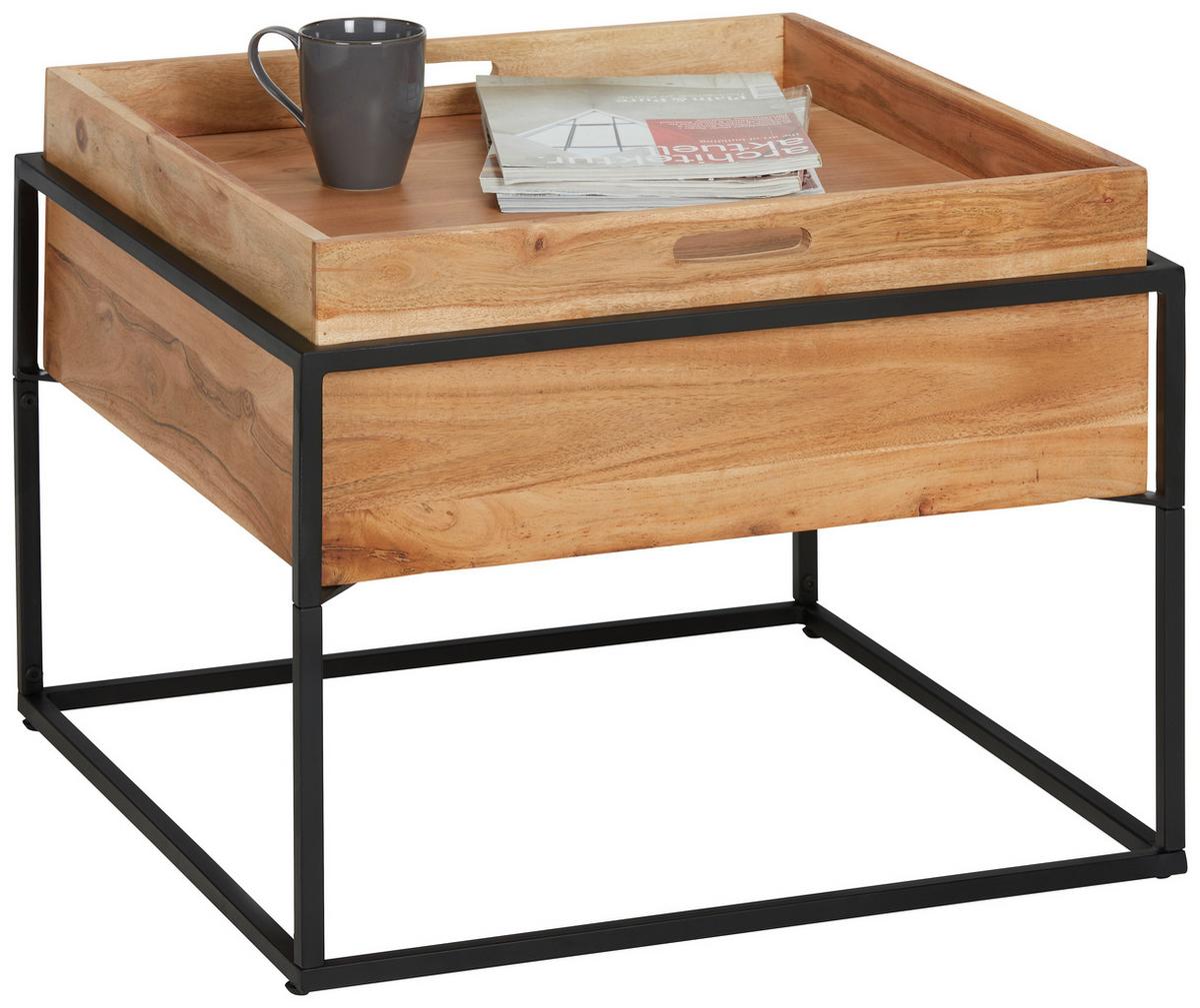 Dohányzóasztal, Akác Connor - akáciaszínű/fekete, Lifestyle, fa/fém (60/60/40cm) - Zandiara