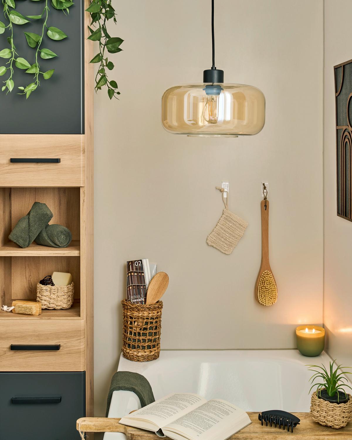 LAMPA WISZĄCA ZIRLOP - kolor bursztynowy/czarny, Modern, metal/szkło (28/120cm) - Mömax