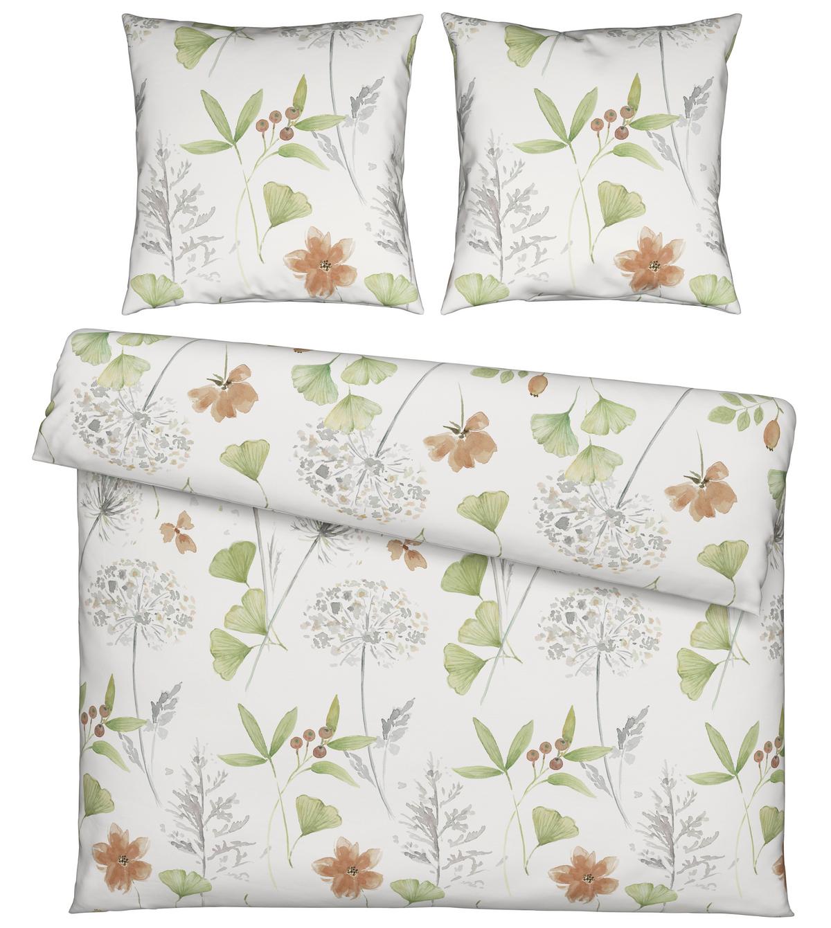 Bettwäsche Bilbai XXL Grün/Weiß ca. 200x200cm - Weiß/Grün, LIFESTYLE, Textil (200/200cm) - Modern Living