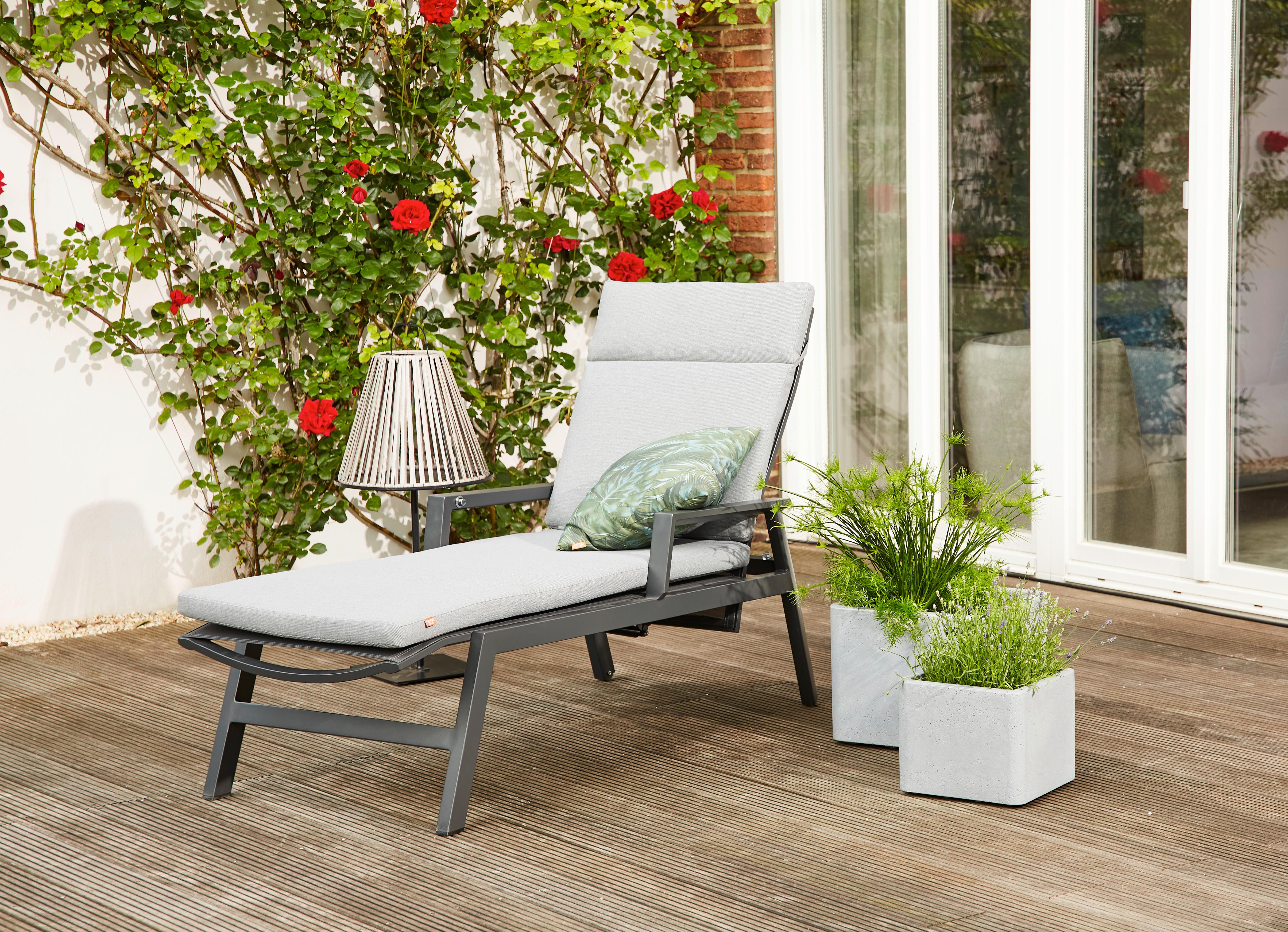 Gartenliege Valencia Anthrazit - Anthrazit, Basics, Kunststoff/Textil (154/102/70cm) - Siena Garden