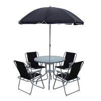 Gartentischgruppe Maxalo 920269 6-Tlg - Schwarz, Modern, Glas/Kunststoff - Gardenson